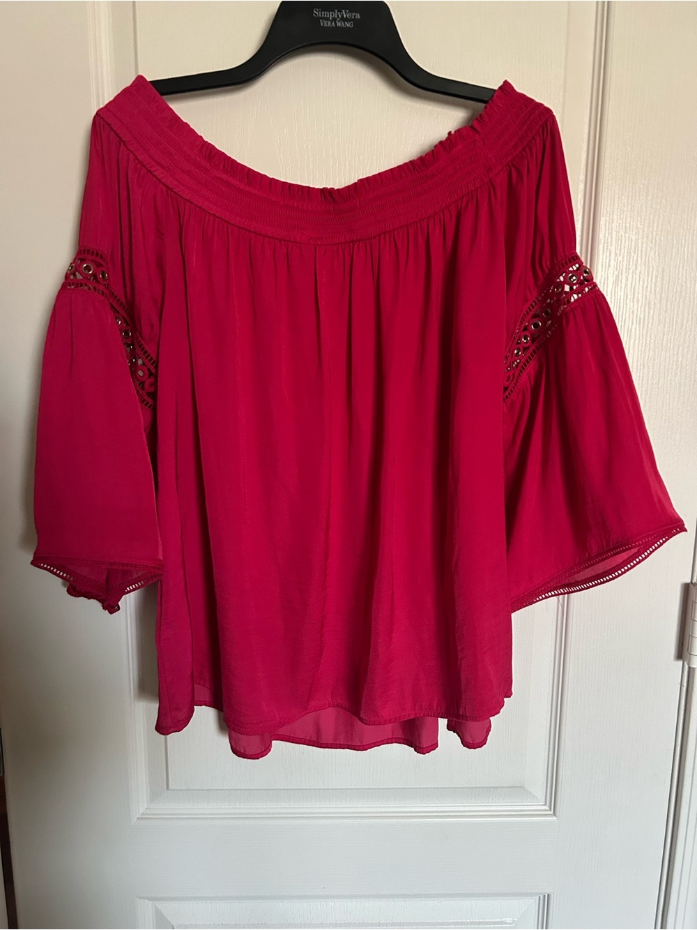 Jennifer Lopez Pink Off-Shoulder Blouse